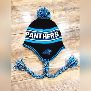 Carolina Panthers tassel cap beanie youth one size LIKE NEW
